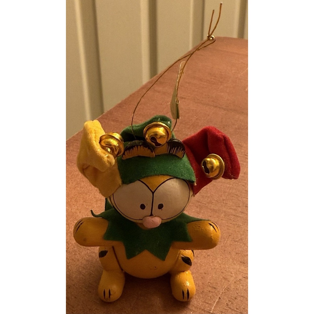 Vintage 1981 Wooden GARFIELD JESTER Jokester Christmas Ornament Dakin Clown